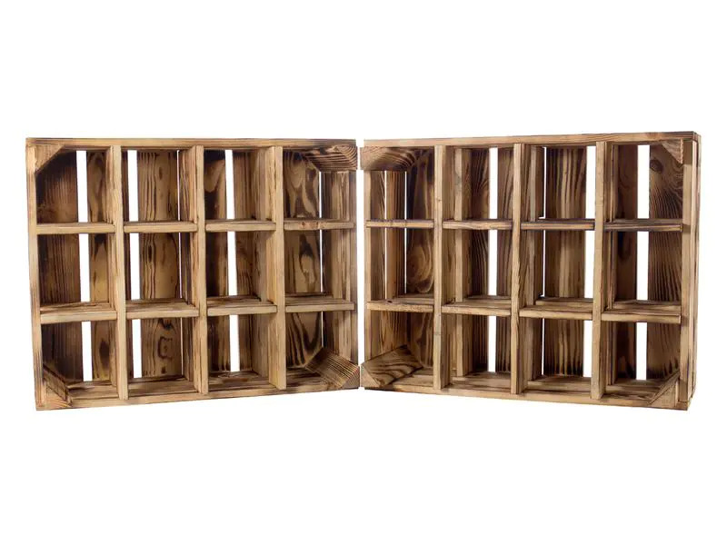 Holz Zollhaus Flaschenregal Vintage für 12 Flaschen, Kiefer geflammt