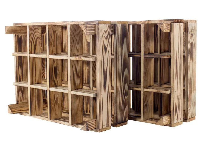 Holz Zollhaus Flaschenregal Vintage für 12 Flaschen, Kiefer geflammt