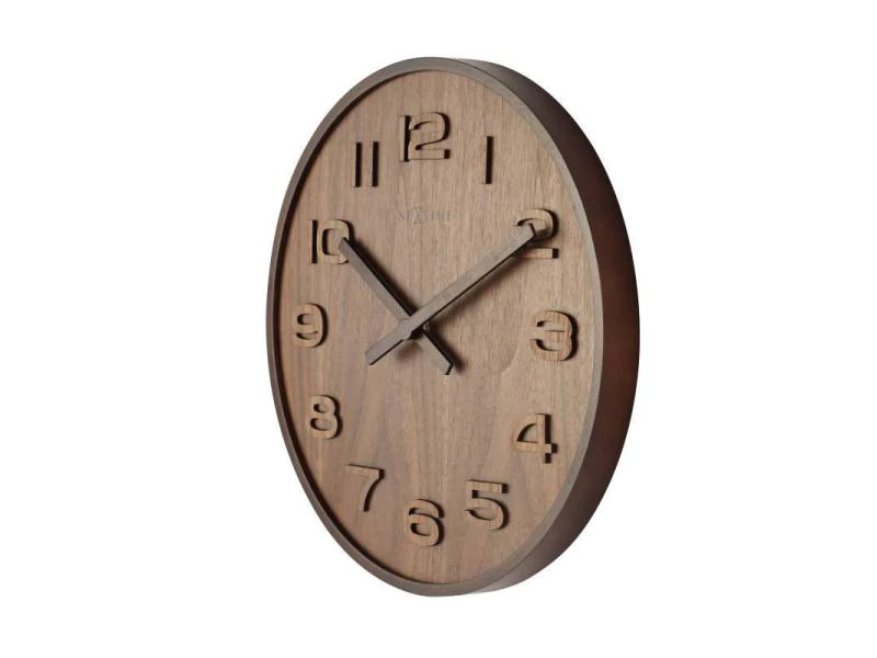NeXtime Wanduhr Wood Wood Big Ø 53 cm Braun