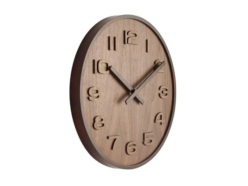 NeXtime Wanduhr Wood Wood Big Ø 53 cm Braun