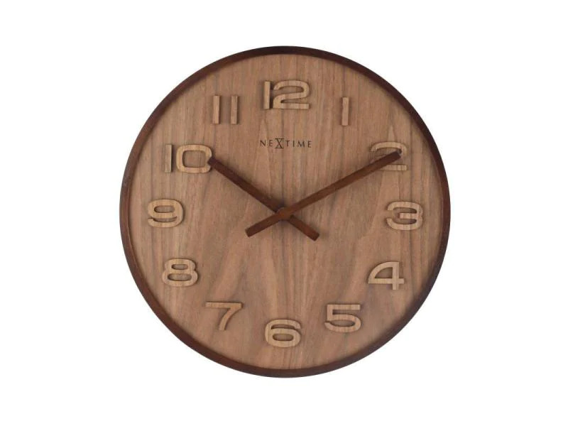 NeXtime Wanduhr Wood Wood Big Ø 53 cm Braun