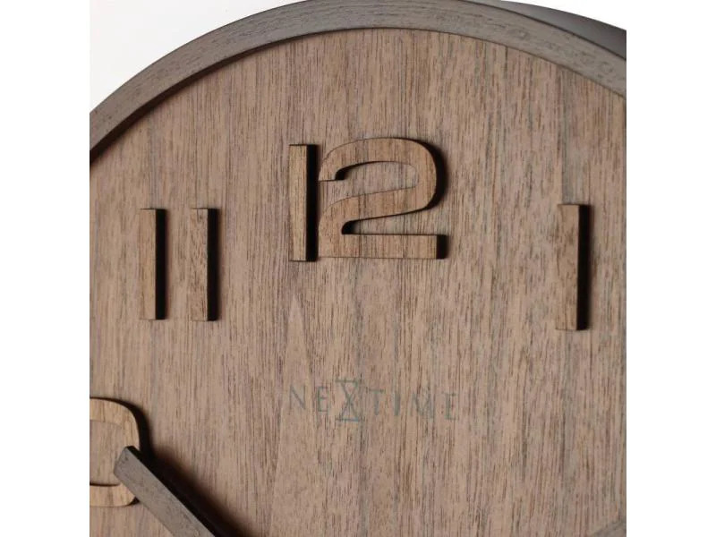 NeXtime Wanduhr Wood Wood Big Ø 53 cm Braun