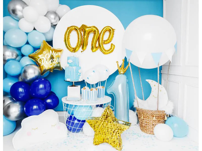 Partydeco Luftballons Girlande Blau-Silber 2 m, 60 Ballons
