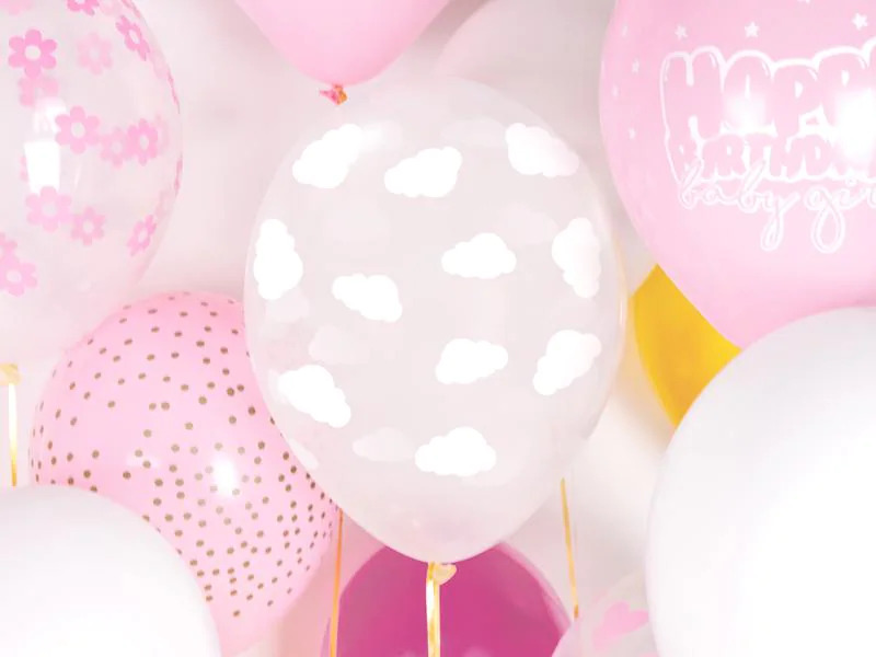 Partydeco Luftballons Wolken Transparent/Weiss Ø 30 cm, 6 Stück