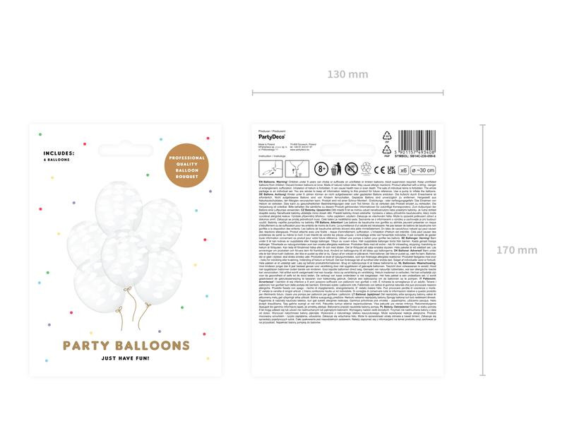 Partydeco Luftballons Wolken Transparent/Weiss Ø 30 cm, 6 Stück