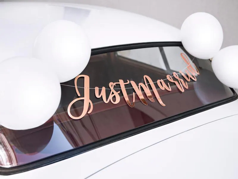 Partydeco Partyaccessoire Auto Dekoration Set Rrosegold/Weiss