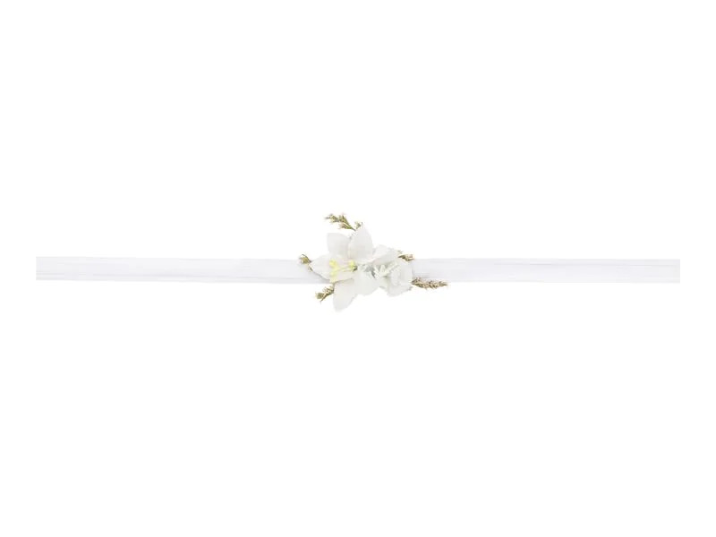 Partydeco Partyaccessoire Blumenarmband Weiss