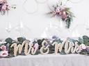 Partydeco Partyaccessoire Holzschrift Mr &amp; Mrs 50 x 10 cm, Gold