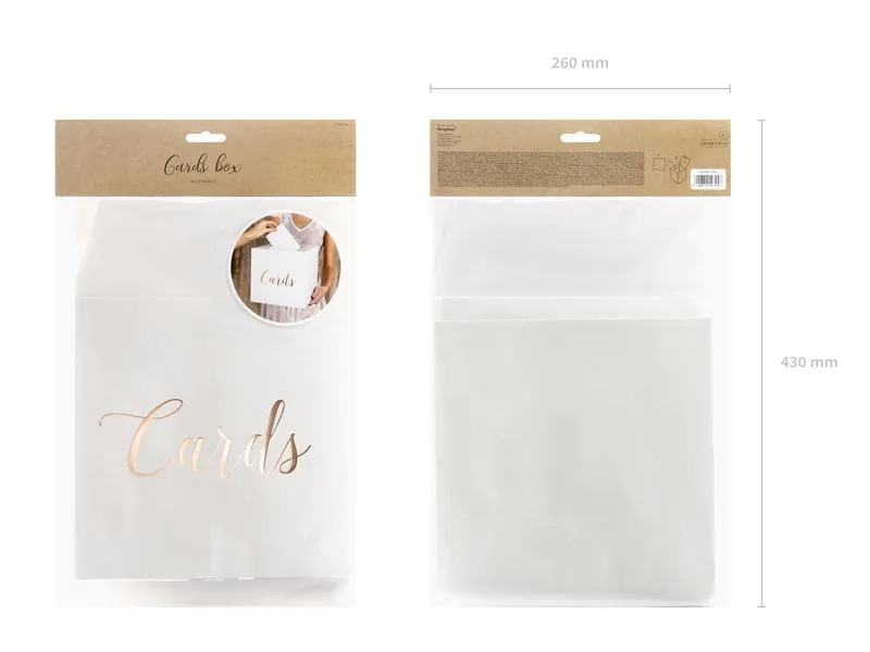 Partydeco Partyaccessoire Kartenbox Cards 24 x 24 cm, Weiss/Rosegold