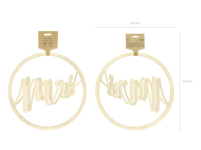 Partydeco Partyaccessoire Mrs Mr D: 38 cm, 2 Stück, Braun