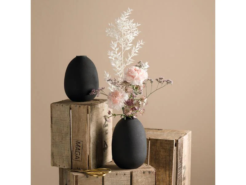 Leonardo Vase Metall 19 cm, Schwarz, 2 Stück