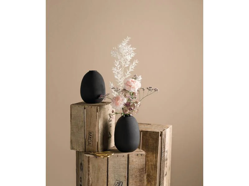 Leonardo Vase Metall 19 cm, Schwarz, 2 Stück