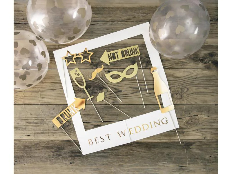 Partydeco Partyaccessoire Selfie Bilderrahmen Set 12-teilig, Gold