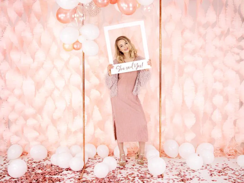 Partydeco Partyaccessoire Selfie Bilderrahmen she said yes Rosegold