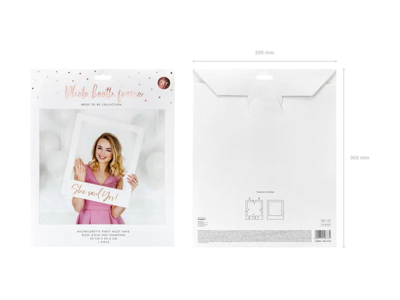 Partydeco Partyaccessoire Selfie Bilderrahmen she said yes Rosegold
