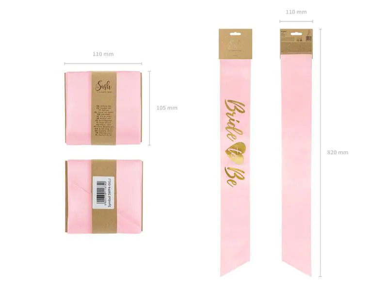 Partydeco Schärpe Bride to be 75 cm, Rosa/Gold