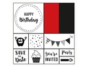 Folia Motivstempel-Set Happy Birthday Geburtstag, Rot/Schwarz