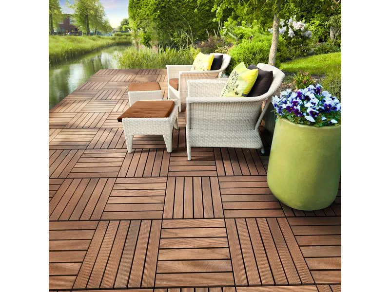 Florco Balkon-&amp; Terrassenplatten Esche, 6 Latten 30 x 30, 6 Stk.
