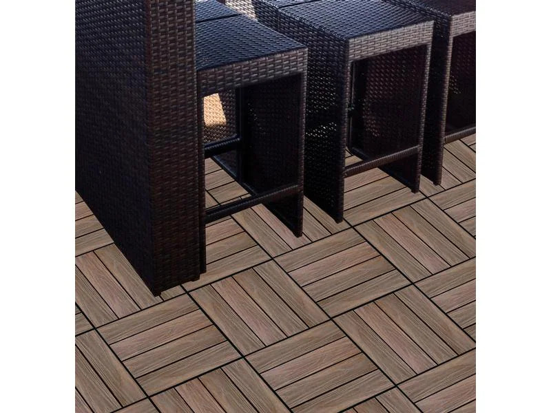Florco Balkon-&amp; Terrassenplatten WPC 3D braun 30 x 30, 6 Stk.