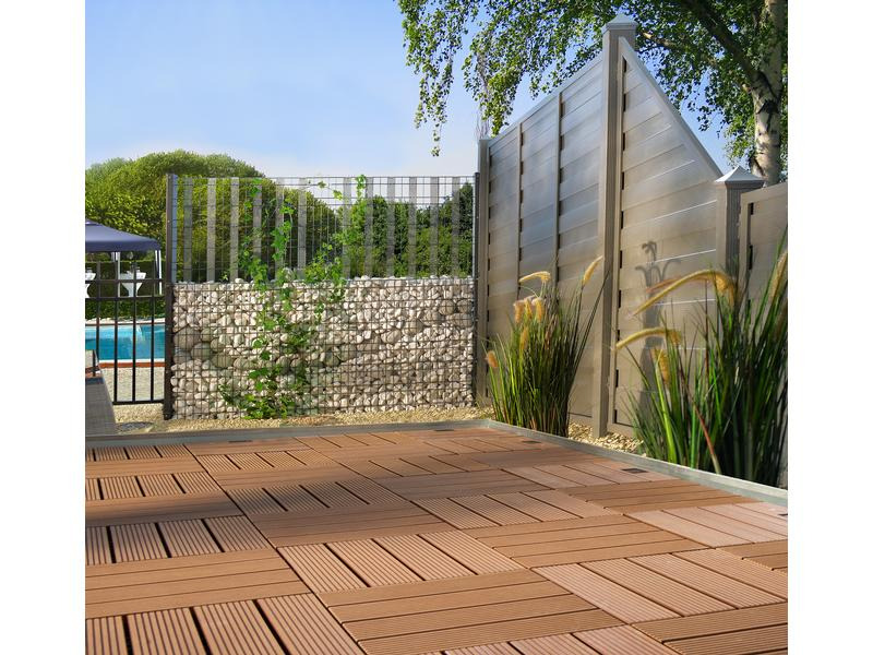Florco Balkon-&amp; Terrassenplatten WPC braun 30 x 30, 6 Stk.