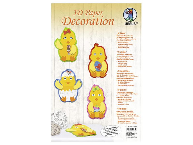 URSUS Bastelset 3D Küken, 24 Stück