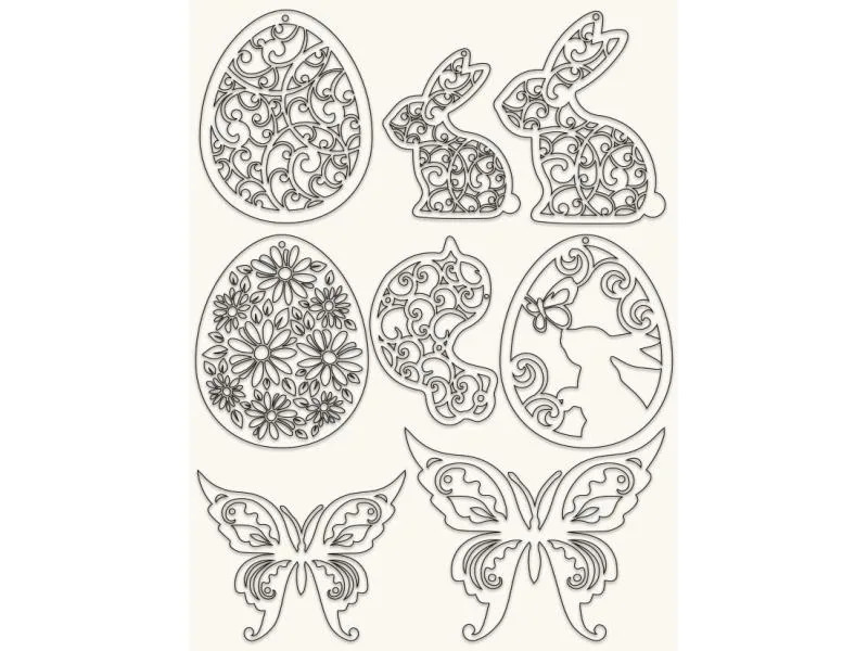 URSUS Osterbastelset Shabby 6 Blatt in 6 Farben, 45 Laserteile