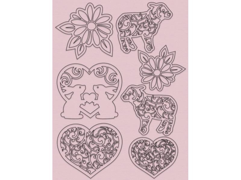 URSUS Osterbastelset Shabby 6 Blatt in 6 Farben, 45 Laserteile