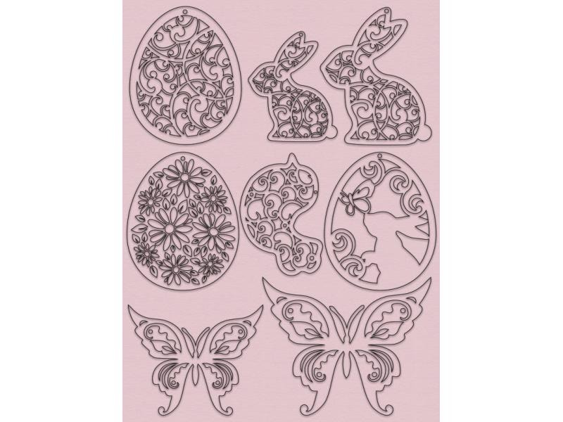 URSUS Osterbastelset Shabby 6 Blatt in 6 Farben, 45 Laserteile