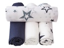 MAKIAN Mulltuch 4-er Set 80 x 80 cm Marine und Weiss Sterne