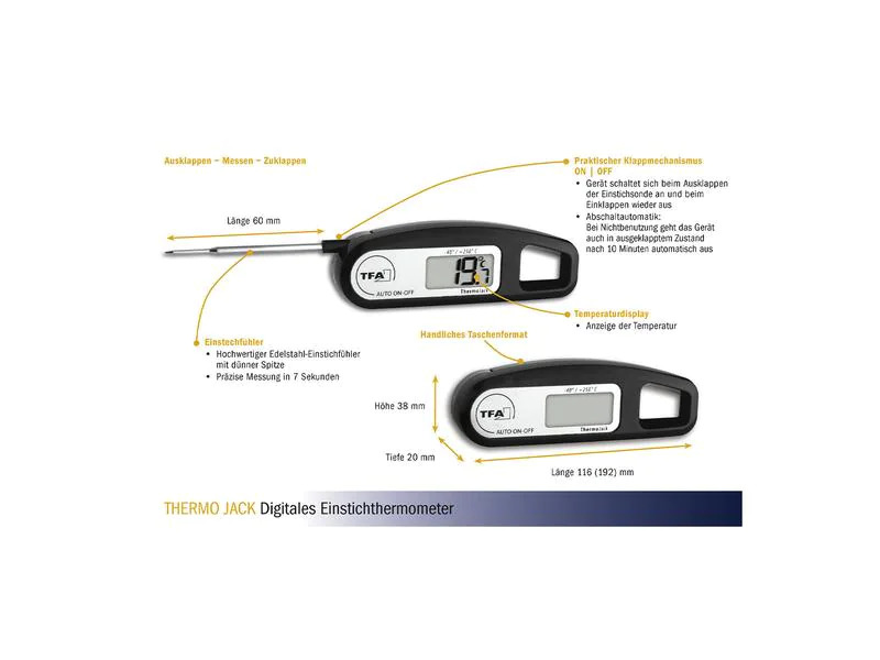 TFA Dostmann Einstichthermometer THERMO JACK, Schwarz
