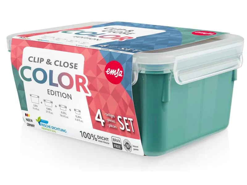 Emsa Vorratsbehälter Clip &amp; Close 4-teilig, 3.55 l, Grün