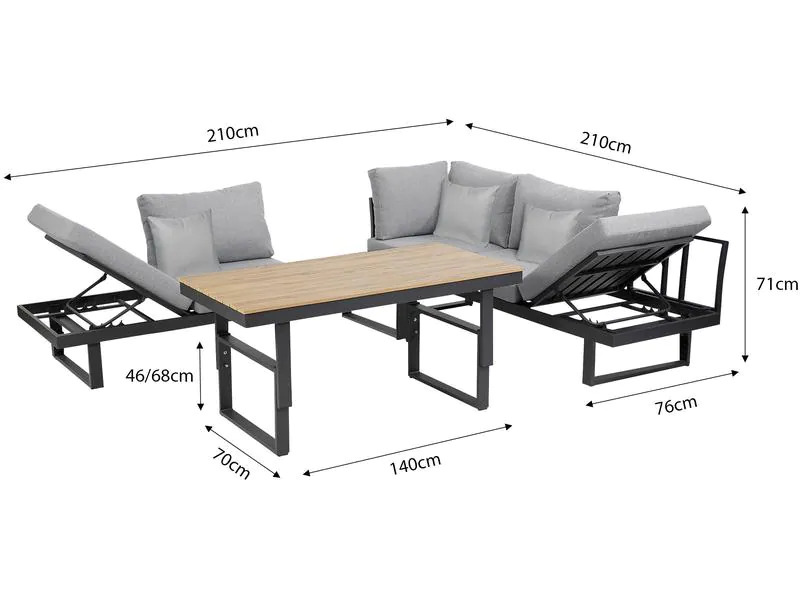 Greemotion Loungeset San Jose, Grau, 4 Sitzplätze
