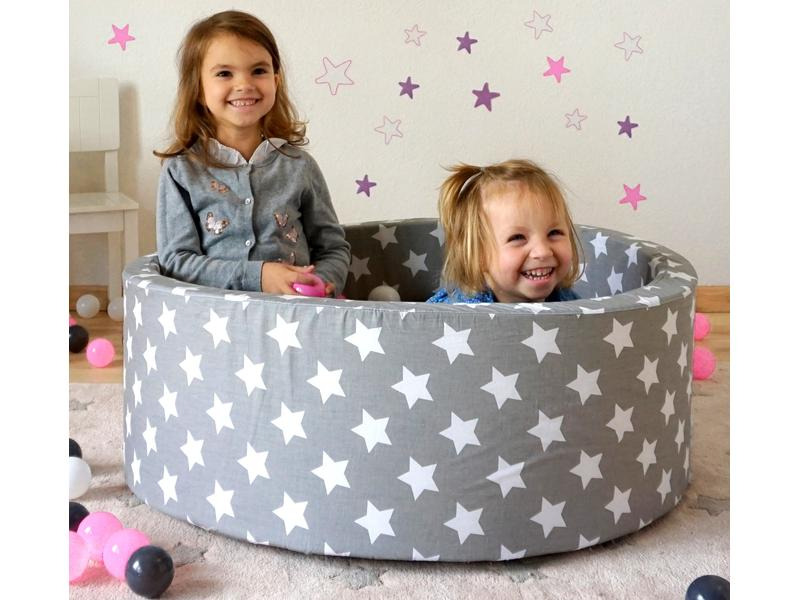 Knorrtoys Bällebad Grey White Stars 300 Bälle creme/grey/rose