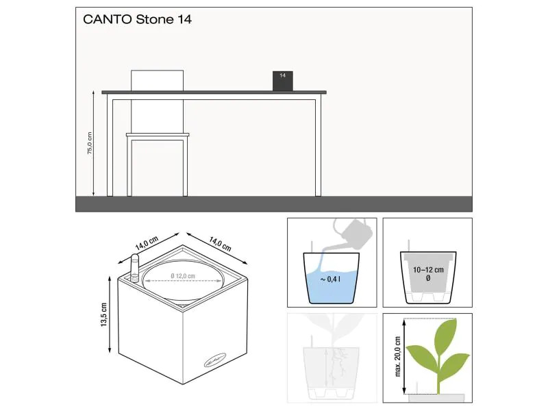 Lechuza Blumentopf CANTO Stone 14 Beige