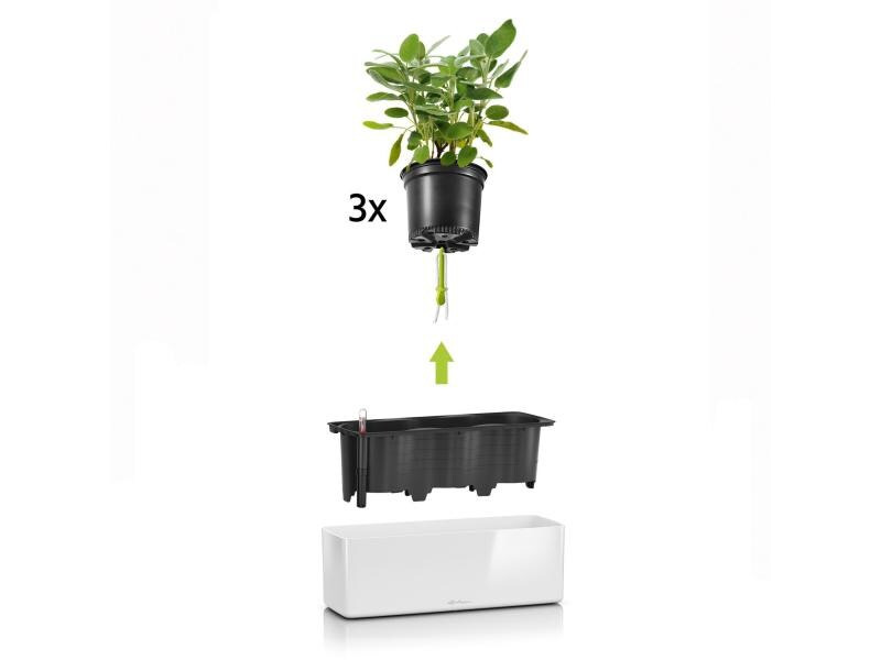Lechuza Blumentopf CUBE Glossy Triple Weiss glanz