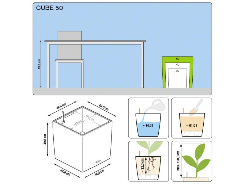 Lechuza Blumentopf Cube 50 Anthrazit metallic