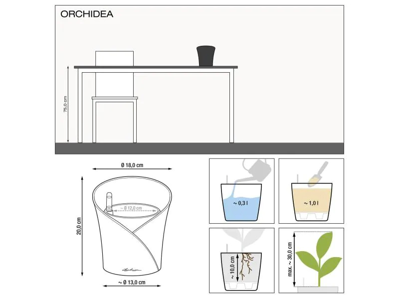 Lechuza Blumentopf ORCHIDEA Weiss matt