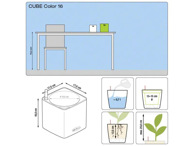 Lechuza Kräutertopf Cube Color 16 Weiss
