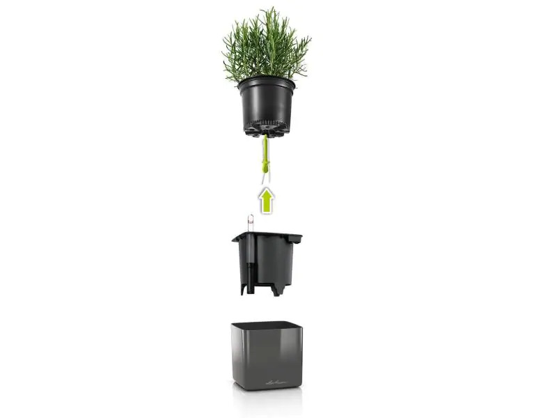 Lechuza Pflanzentopf CUBE Glossy Titanium