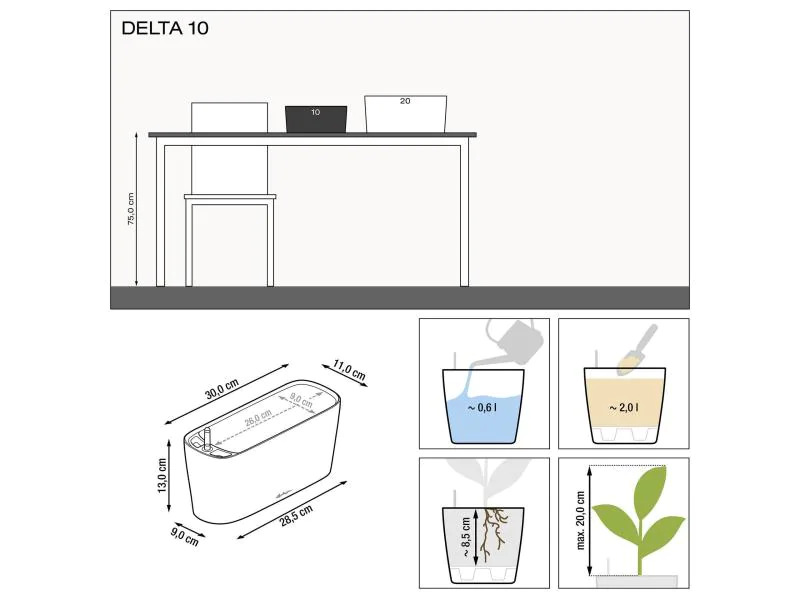 Lechuza Pflanzentopf Delta 10 Dunkelrot