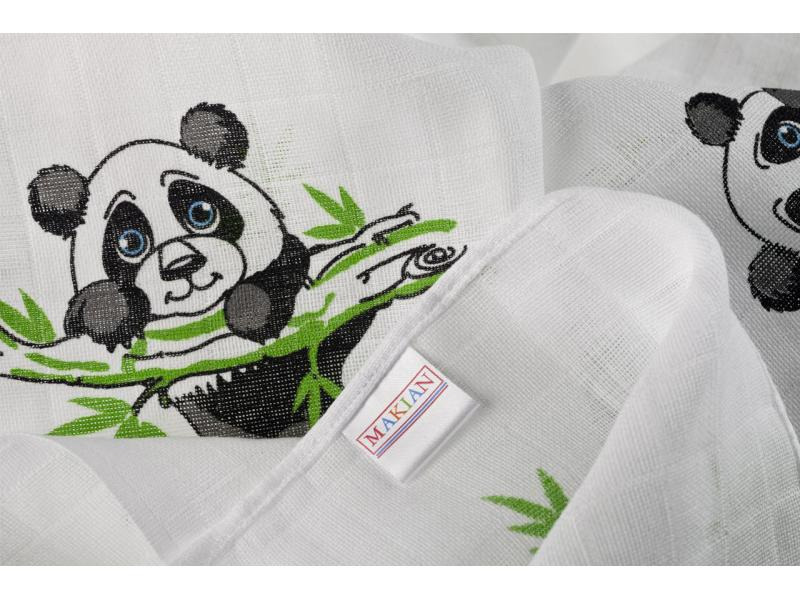 MAKIAN Mulltuch 4-er Set 70 x 70 cm Grün und Weiss Panda
