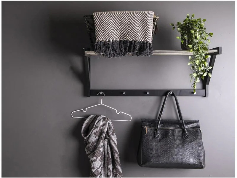 House Nordic Garderobenständer Padova 78 x 34 cm, Schwarz/Silber