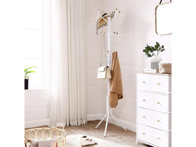 Songmics Garderobenständer 182 cm, Weiss, Metall