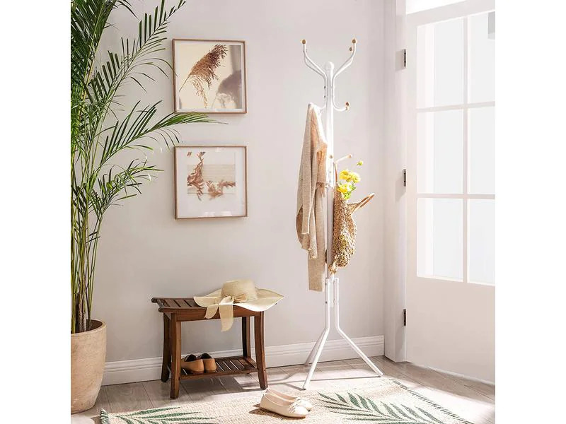 Songmics Garderobenständer 182 cm, Weiss, Metall