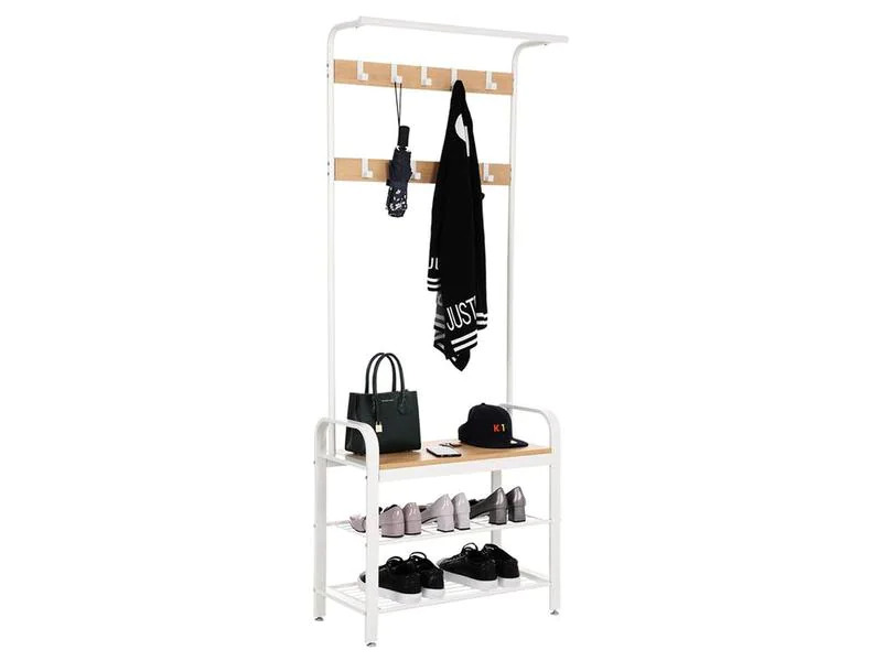 VASAGLE Garderobenständer mit Schuhablage 183 x 72 cm, Braun