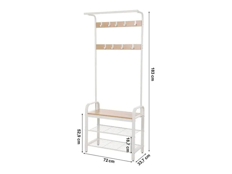 VASAGLE Garderobenständer mit Schuhablage 183 x 72 cm, Braun