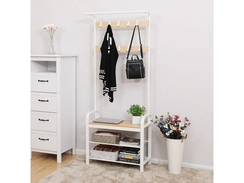 VASAGLE Garderobenständer mit Schuhablage 183 x 72 cm, Braun