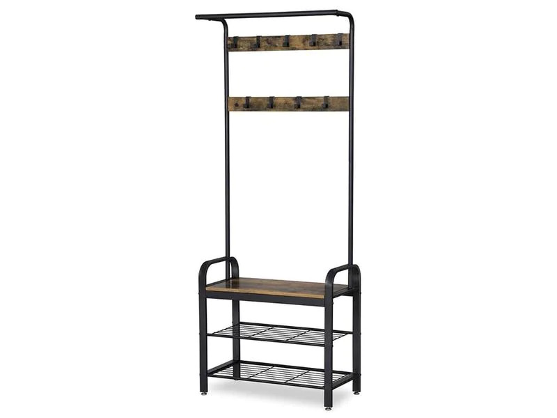 VASAGLE Garderobenständer mit Schuhablage 183 x 72 cm, Dunkelbraun