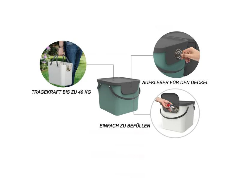 Rotho Recyclingeimer  Albula 40 l, Dunkelgrün
