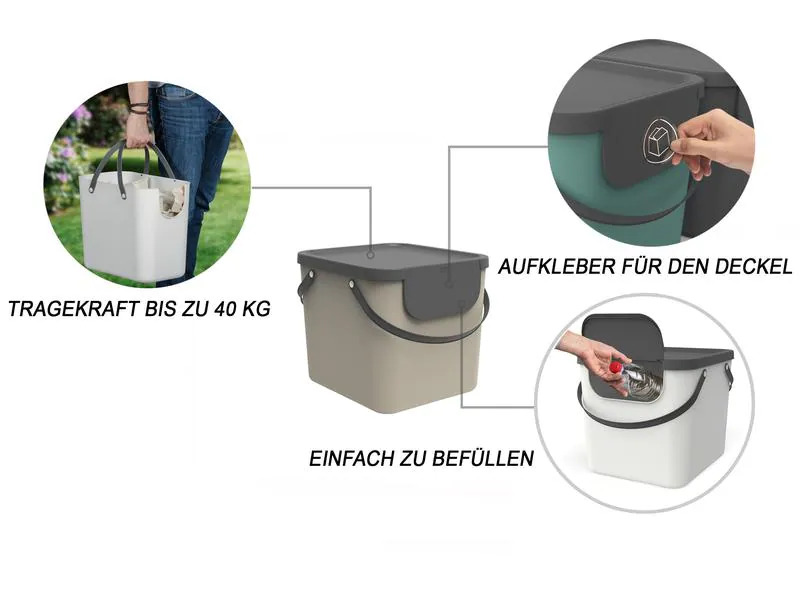 Rotho Recyclingeimer  Albula 40 l, Grau